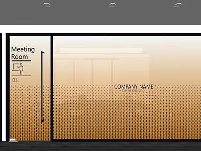 Modern Office Meeting Room With Glass Door Company Name And Pattern Partition 3d model