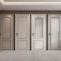 Four Light Toned Hinged Doors With Various Designs In Interior Display Space 3d model