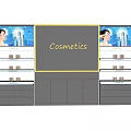 Cosmetic Display Shelves with Advertising Screens and Product Storage Drawers