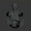 Seated Construction Worker Figure With Safety Helmet Vest And Thumbs Up Gesture