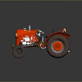 Red Vintage Cartoon Style Tractor Model With Large Wheels And Yellow Headlights