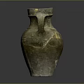 Ancient Hand Carved Pottery Sculpture With Cracked Surface And Traditional Patterns
