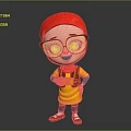 Cartoon Style Game Movie Character With Red Headscarf Glasses Yellow Top And Camera