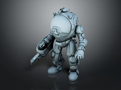 Robot Character With Mechanical Armor Helmet Weapon And Detailed 3D Model Design 3d model