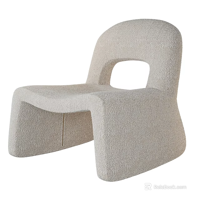 Modern Accent Chair With Bouclé Beige Fabric And Unique Sculptural Design 3d model 