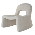 Modern Accent Chair With Bouclé Beige Fabric And Unique Sculptural Design