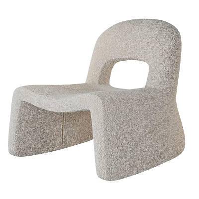 Modern Accent Chair With Bouclé Beige Fabric And Unique Sculptural Design 3d model