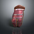 Stylish Red Leather Glove With Brown Cuff And Metallic Strips For Daily Use And Protection
