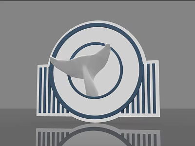 Modern Wall Decor With Whale Tail And Circular Striped Design Elements 3d model