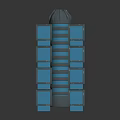 Modern Architectural Structure With Stacked Blue Cubes Transparent Spherical Top And Glass Reflective Facades