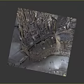 Ancient Castle Model Showcasing Detailed Stone Walls Surrounding Buildings And Waterfront