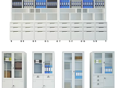 Versatile Bookcase Designs With Open Shelves Drawers And Glass Door Storage Solutions 3d model