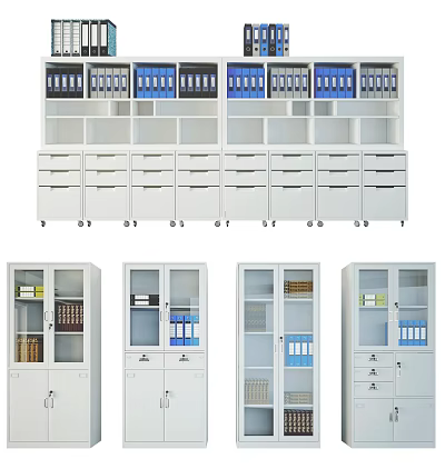 Versatile Bookcase Designs With Open Shelves Drawers And Glass Door Storage Solutions 3d model