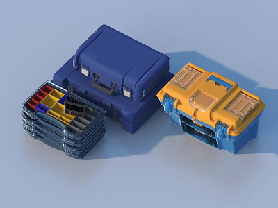 Colorful Multi Layer Storage Boxes With Compartments For Household Organizing 3d model