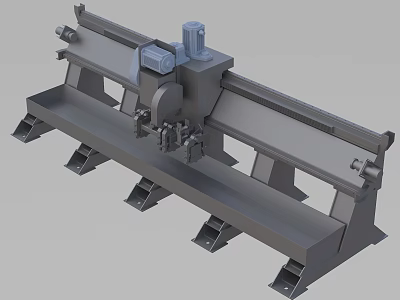 Industrial Heavy Duty Processing Equipment With Metal Frame Support Legs And Motor Unit 3d model