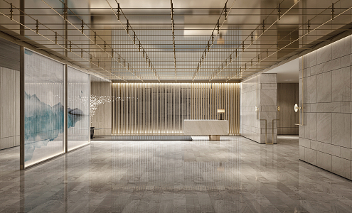 Modern Hall Hotel Lobby 3d model