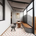 Cozy Café Interior Design With Wooden Counter Pendant Light And Bar Stools
