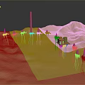 Sand Dunes With Drilling Equipment Tall Pillar Small Devices And Orange Square Structure