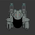 White and Blue Robot Character Design with Black Dome Head and Mechanical Arms