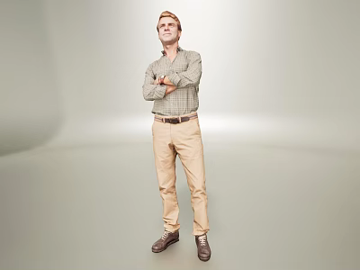 Man In Plaid Shirt Khaki Pants Standing With Crossed Arms 3d model Man In Plaid Shirt Khaki Pants Standing With Crossed Arms 3d model
