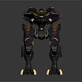 Black and Gold Mechanical Creature With Armored Structure And Sharp Claws