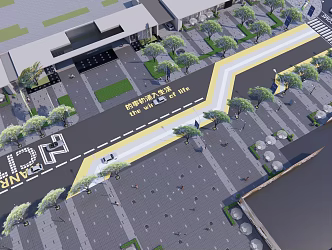 Road creative municipal road line drawing road marking paving zebra crossing road arrow ground sign guide 3d model