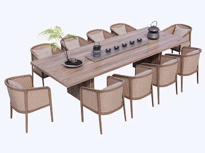 New Chinese Style Outdoor Dining Table and Chair Tea Table 3d model