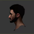 Realistic 3D Man Head Model with Short Hair and Beard