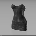 Gray Strapless Fitted Dress With Sleek Material And Modern Design