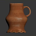 Hand Carved Orange Ceramic Pitcher With Handle And Claw Shaped Base