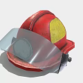 Red Firefighter Helmet With Transparent Visor And Yellow Accent Safety Gear