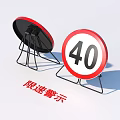 Road Facilities With Speed Limit 40 Signs On Metal Stands For Traffic Safety Control