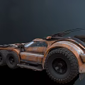 Futuristic Armored Off Road Car With Multi Wheeled Design And Mechanical Details