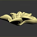 Golden Flower With Metallic Petals Detailed Stamen On Dark Background With Reflection
