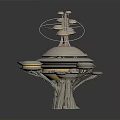 Futuristic Architecture Design With Central Tower And Multi tiered Circular Platforms