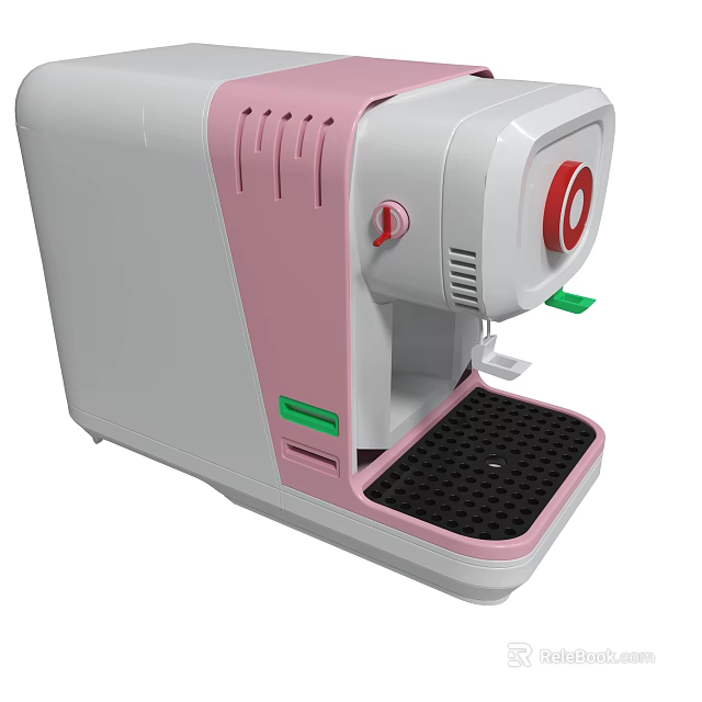 Stylish Pink And White Coffee Maker With Control Knob And Drip Tray 3d model