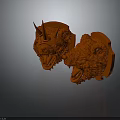 Red 3D Printed Character And Creature Head Models With Detailed Design