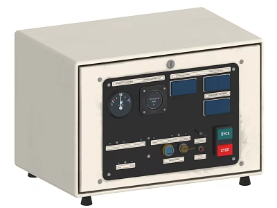 Industrial Equipment Control Panel With Gauges Buttons And Indicator Lights 3d model