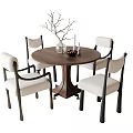 Middle style dining table and chair combination 3d model