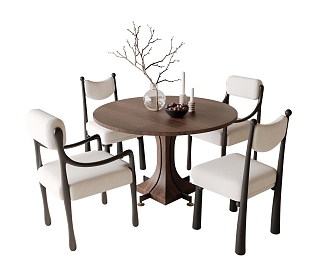 Middle style dining table and chair combination 3d model