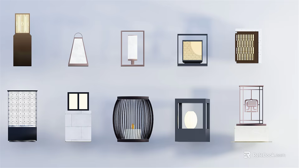 Modern Outdoor Lights Featuring Lantern Square Cylindrical And Lattice Designs 3d model