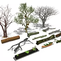 Natural Arbor Tree Collection With Diverse Forms Bare Branches And Leafy Shoots 3d model