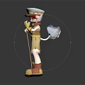 Game Movie Character With Cat Ears White Hat Yellow Outfit Brown Boots Pose