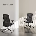 Ergonomic Modern Black Office Chair With Mesh Backrest And Silver Wheels