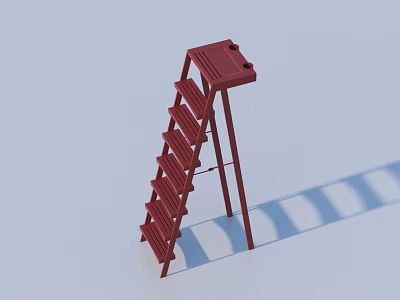 Red Sturdy Folding Metal Ladder Essential Hardware Tool for Home Improvement 3d model