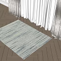 Square Striped Rug On Wooden Floor With Natural Light Through White Curtains