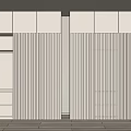 Modern Sliding Door Wardrobe With Vertical Striped Panels And Interior Storage