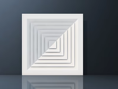 White Square Air Conditioner Vent With Layered Structure And Dark Background Reflection 3d model
