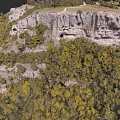 Mountain Garden Landscape With Cliff Rock Path And Lush Green Trees