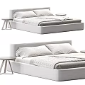 Modern Double Bed Design With Upholstered Headboard Soft Linens And Side Tables 3d model